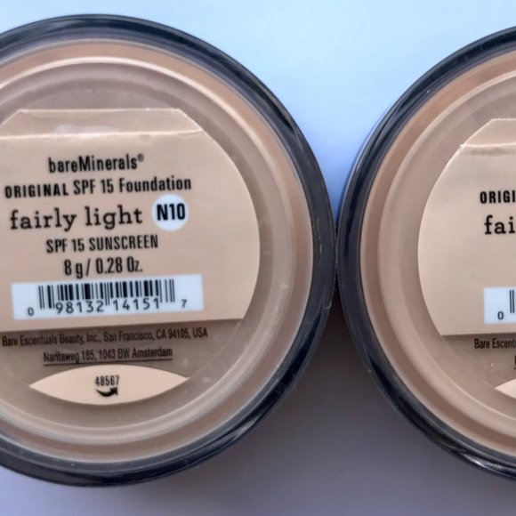 #NWT bareMinerals SPF15 Original Foundation Fairly Light N10 8g/0.28oz Lot of 2 - Picture 1 of 2